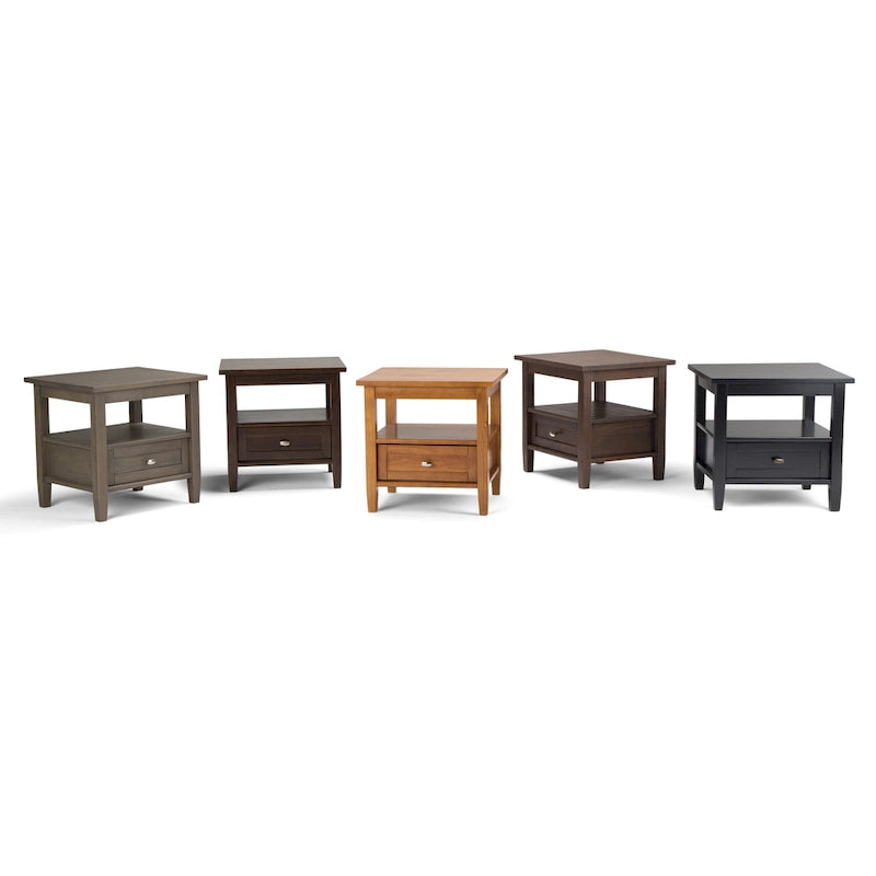 Solid Wood Rectangle End Table - 20" Wide Transitional Side Table