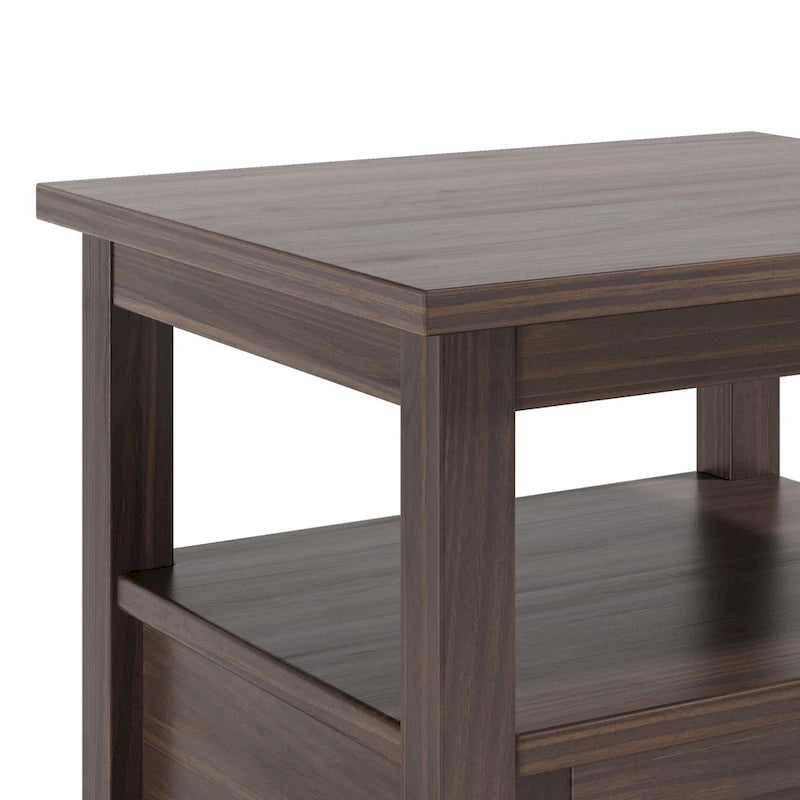Solid Wood Rectangle End Table - 20" Wide Transitional Side Table