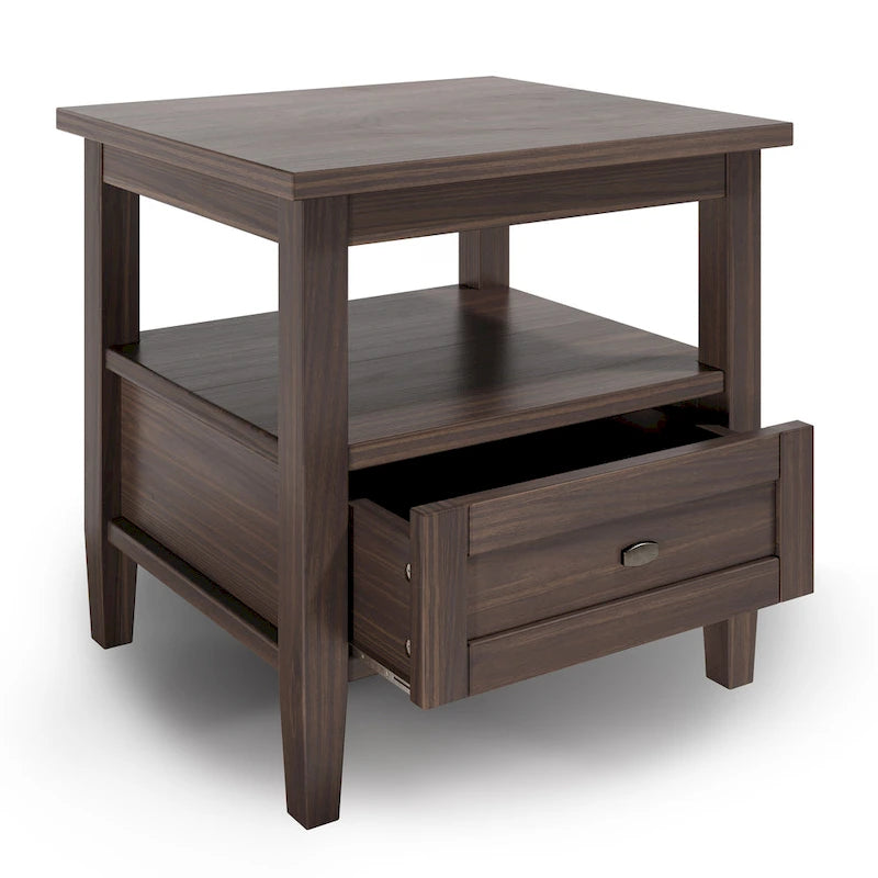 Solid Wood Rectangle End Table - 20" Wide Transitional Side Table