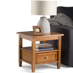 Solid Wood Rectangle End Table - 20" Wide Transitional Side Table