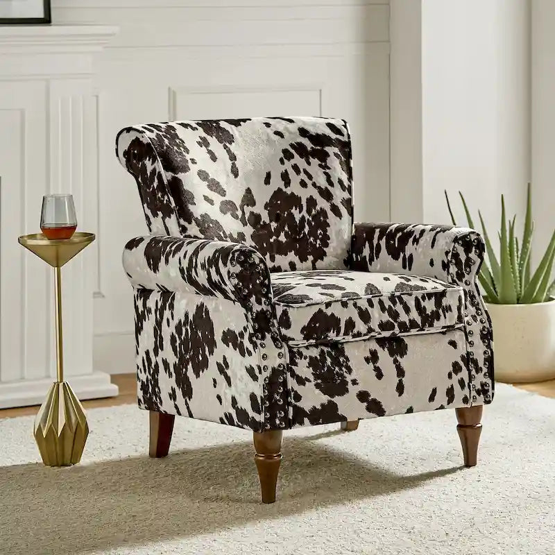 Floral Wingback Accent Chair with Rolled Arms - Single Seater