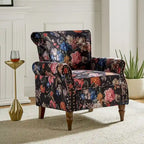 Floral Wingback Accent Chair with Rolled Arms - Single Seater