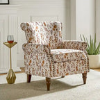 Floral Wingback Accent Chair with Rolled Arms - Single Seater
