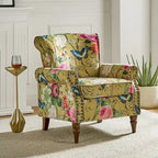 Floral Wingback Accent Chair with Rolled Arms - Single Seater