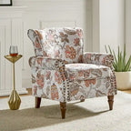 Floral Wingback Accent Chair with Rolled Arms - Single Seater