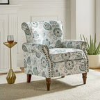 Floral Wingback Accent Chair with Rolled Arms - Single Seater