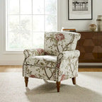Floral Wingback Accent Chair with Rolled Arms - Single Seater