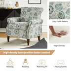Floral Wingback Accent Chair with Rolled Arms - Single Seater