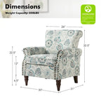 Floral Wingback Accent Chair with Rolled Arms - Single Seater