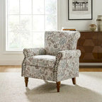 Floral Wingback Accent Chair with Rolled Arms - Single Seater