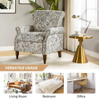 Floral Wingback Accent Chair with Rolled Arms - Single Seater
