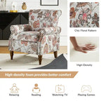 Floral Wingback Accent Chair with Rolled Arms - Single Seater