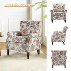 Floral Wingback Accent Chair with Rolled Arms - Single Seater
