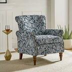 Floral Wingback Accent Chair with Rolled Arms - Single Seater