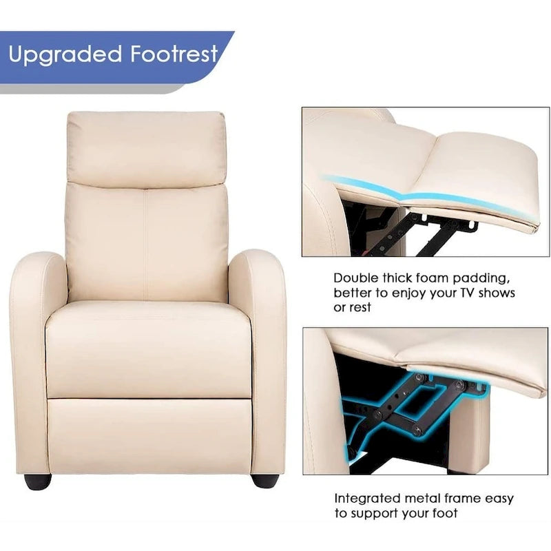 PU Leather Recliner Chair - Single Seat