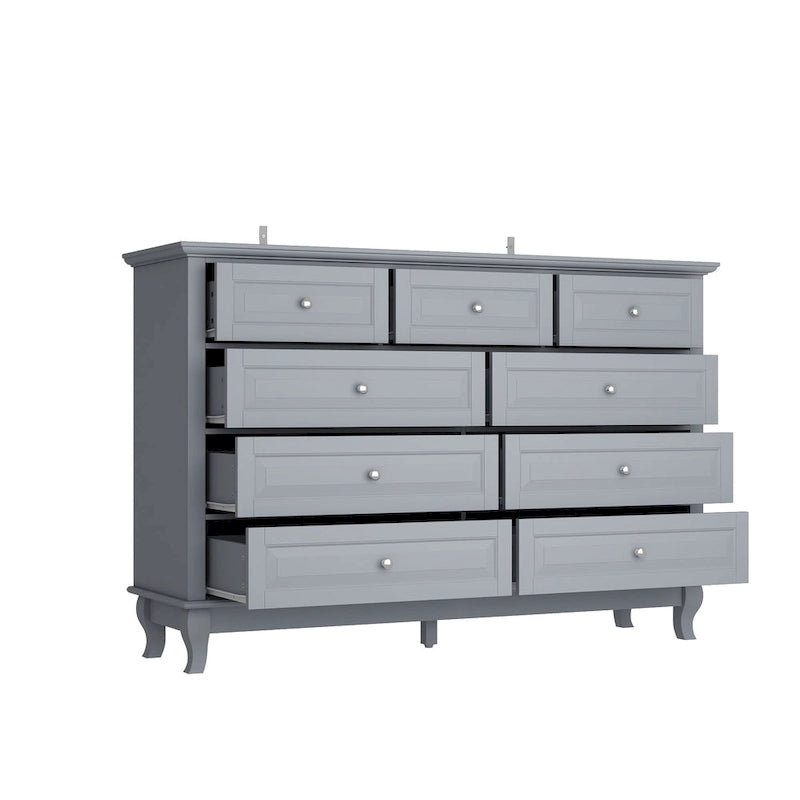 55.1W 9-Drawer Dresser: Spacious and Sleek Design Chest Lacquer