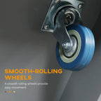 Gray Rolling Kitchen Island with Stainless Steel Top and Storage