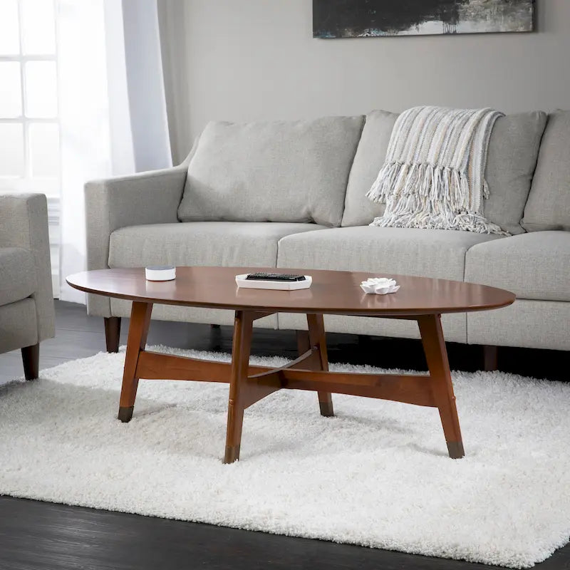 Mid Century Modern Oval Wood Coffee Table