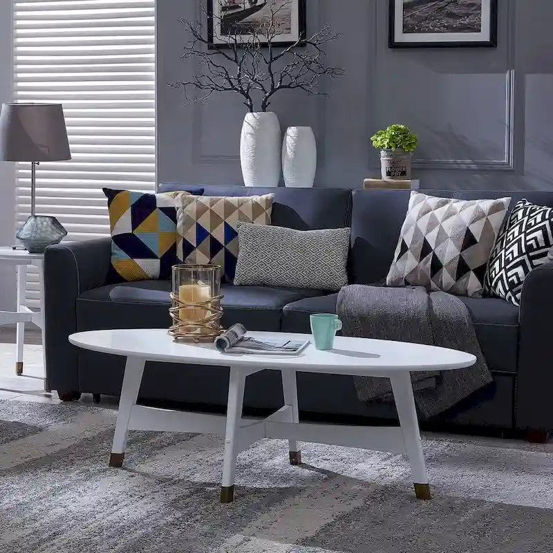 Mid Century Modern Oval Wood Coffee Table