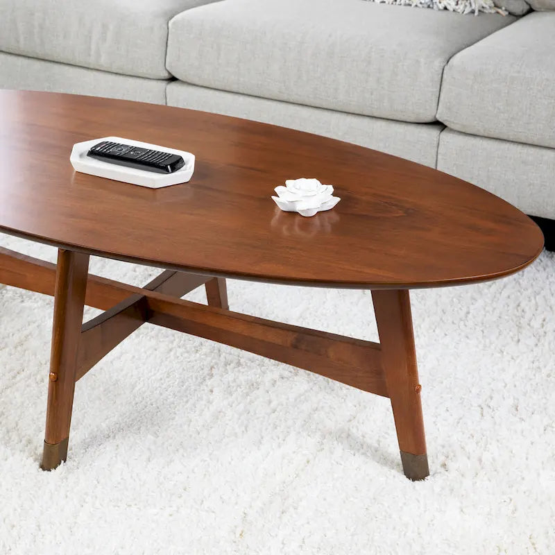 Mid Century Modern Oval Wood Coffee Table
