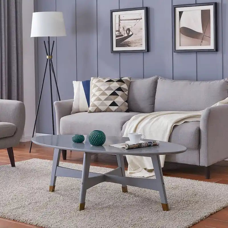 Mid Century Modern Oval Wood Coffee Table