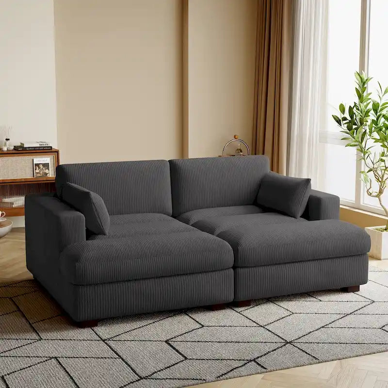 Corduroy Modular Sectional Sofa Large Couch Sleeper Chaise