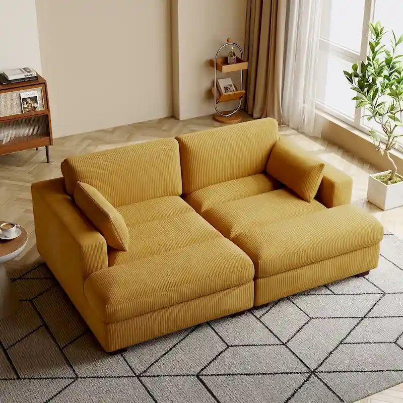 Corduroy Modular Sectional Sofa Large Couch Sleeper Chaise