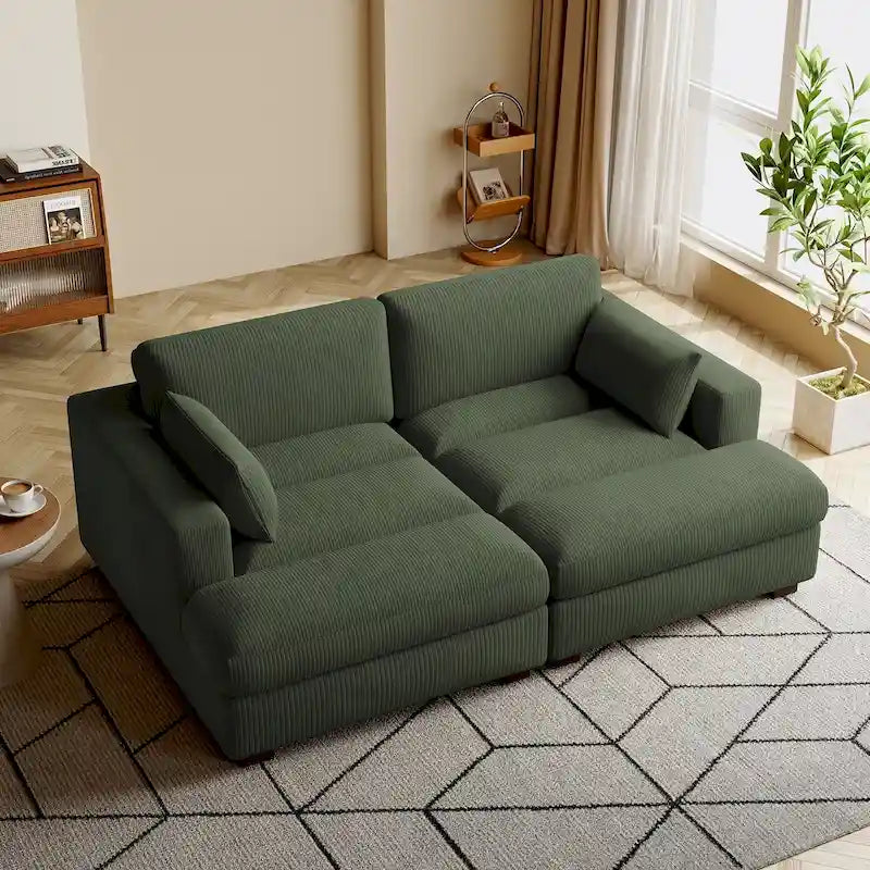 Corduroy Modular Sectional Sofa Large Couch Sleeper Chaise