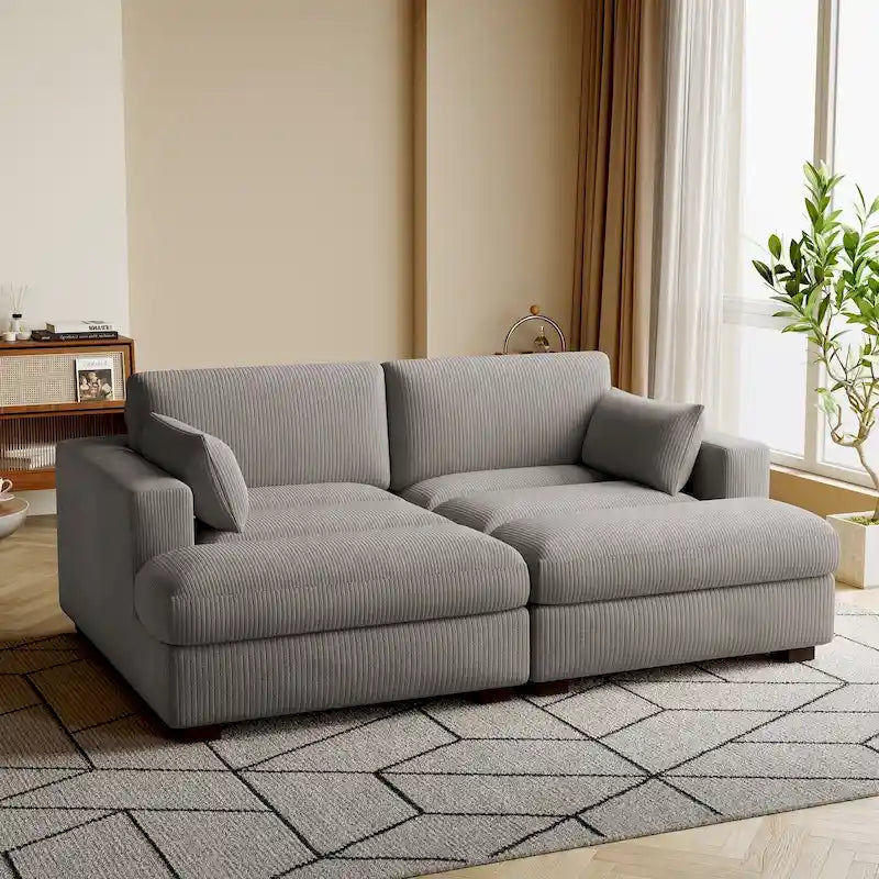 Corduroy Modular Sectional Sofa Large Couch Sleeper Chaise