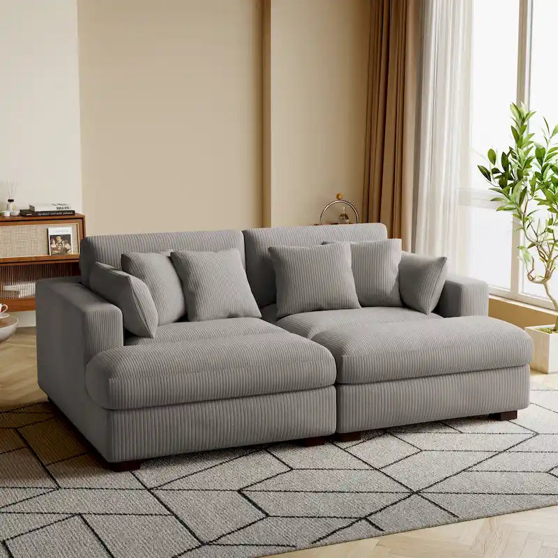 Corduroy Modular Sectional Sofa Large Couch Sleeper Chaise
