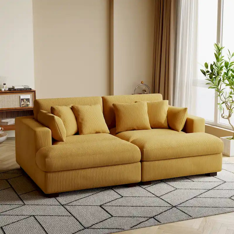 Corduroy Modular Sectional Sofa Large Couch Sleeper Chaise
