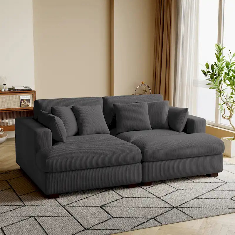 Corduroy Modular Sectional Sofa Large Couch Sleeper Chaise