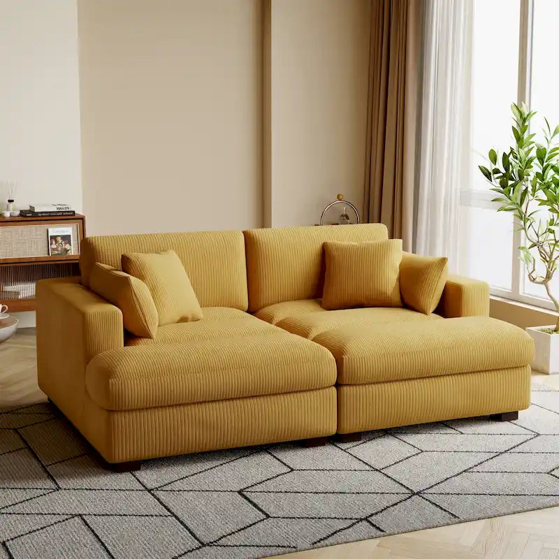 Corduroy Modular Sectional Sofa Large Couch Sleeper Chaise