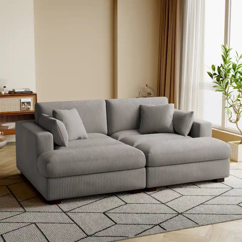 Corduroy Modular Sectional Sofa Large Couch Sleeper Chaise