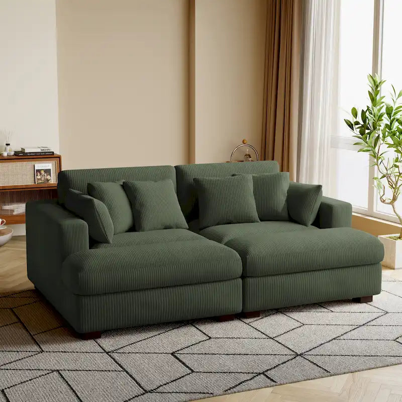 Corduroy Modular Sectional Sofa Large Couch Sleeper Chaise