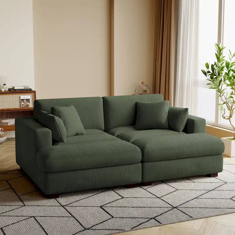 Corduroy Modular Sectional Sofa Large Couch Sleeper Chaise