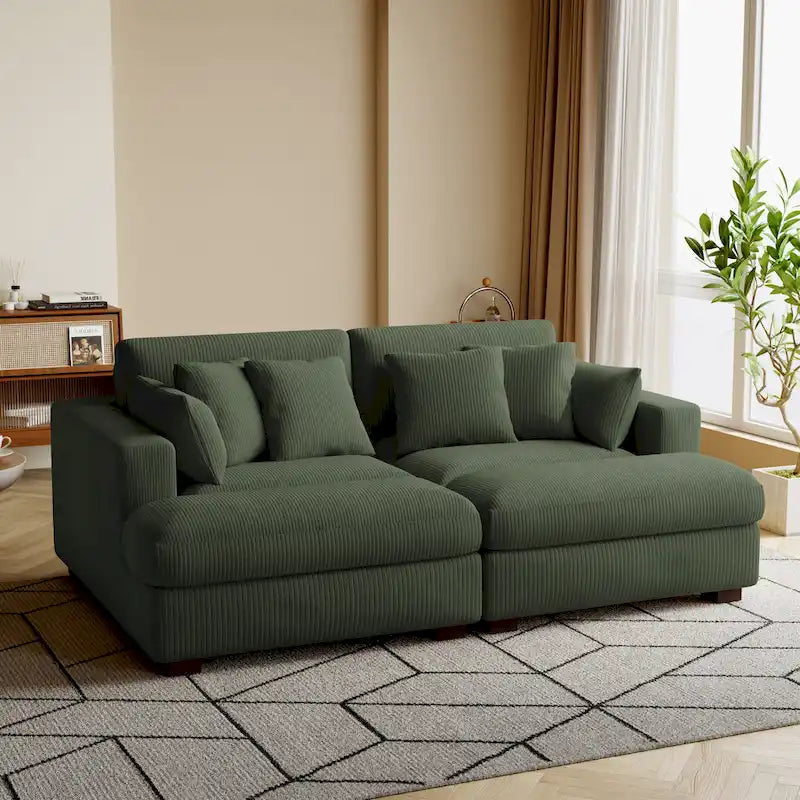Corduroy Modular Sectional Sofa Large Couch Sleeper Chaise