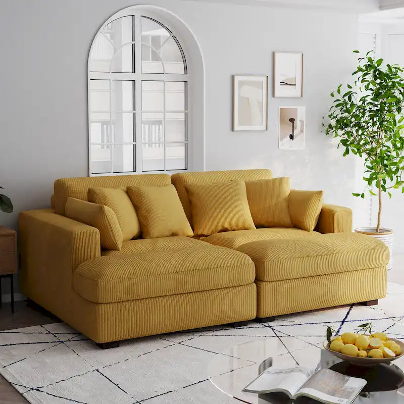 Corduroy Modular Sectional Sofa Large Couch Sleeper Chaise