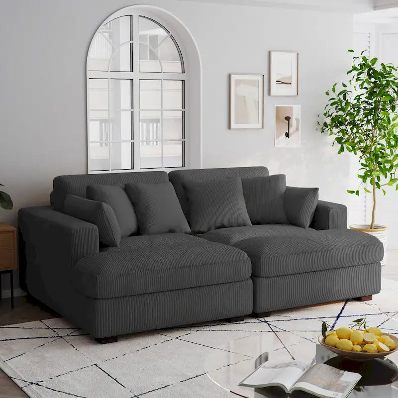 Corduroy Modular Sectional Sofa Large Couch Sleeper Chaise