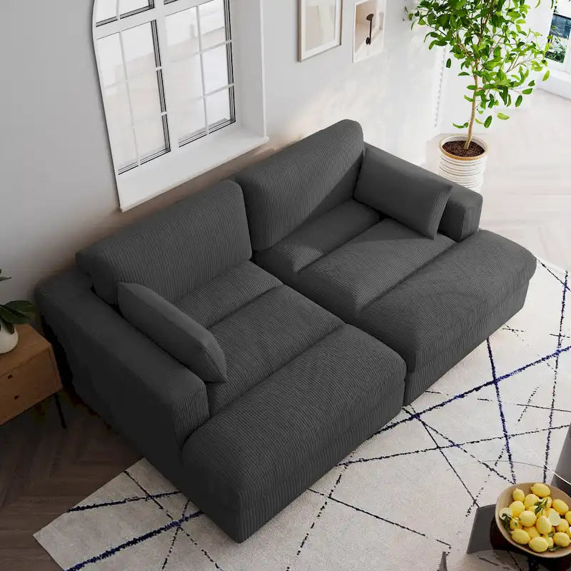Corduroy Modular Sectional Sofa Large Couch Sleeper Chaise