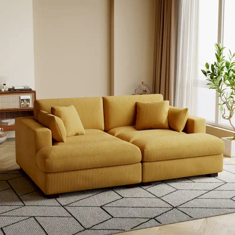 Corduroy Modular Sectional Sofa Large Couch Sleeper Chaise
