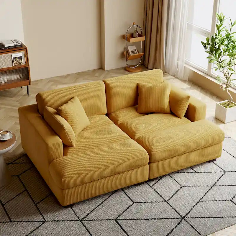 Corduroy Modular Sectional Sofa Large Couch Sleeper Chaise