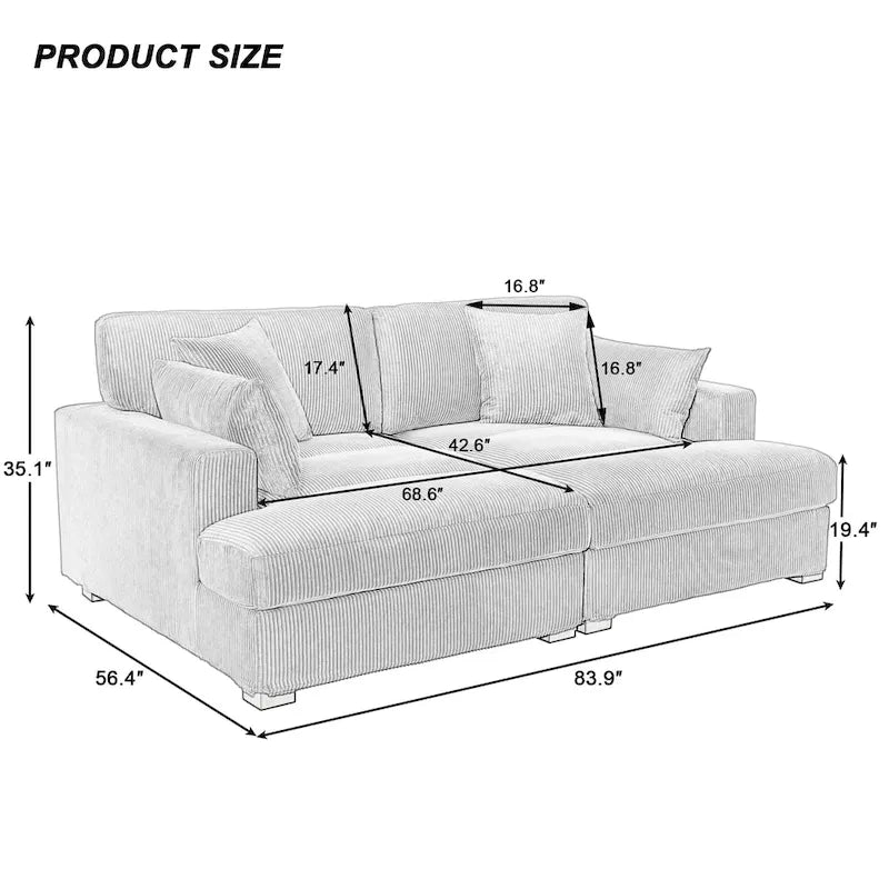 Corduroy Modular Sectional Sofa Large Couch Sleeper Chaise