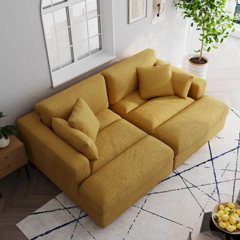 Corduroy Modular Sectional Sofa Large Couch Sleeper Chaise