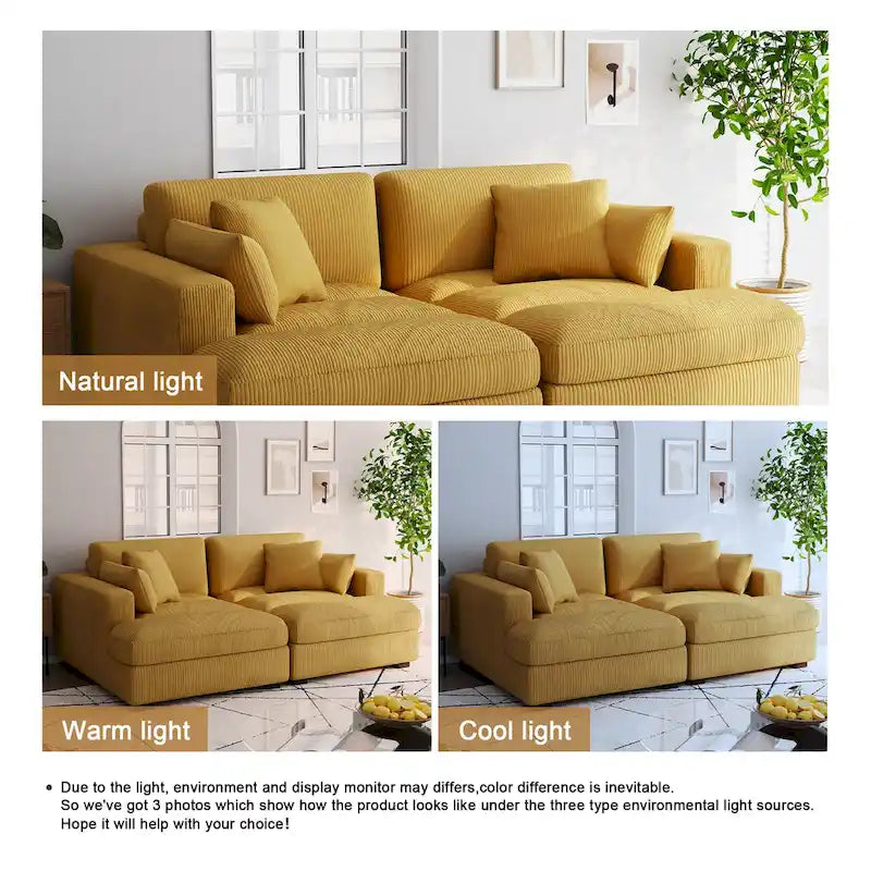 Corduroy Modular Sectional Sofa Large Couch Sleeper Chaise