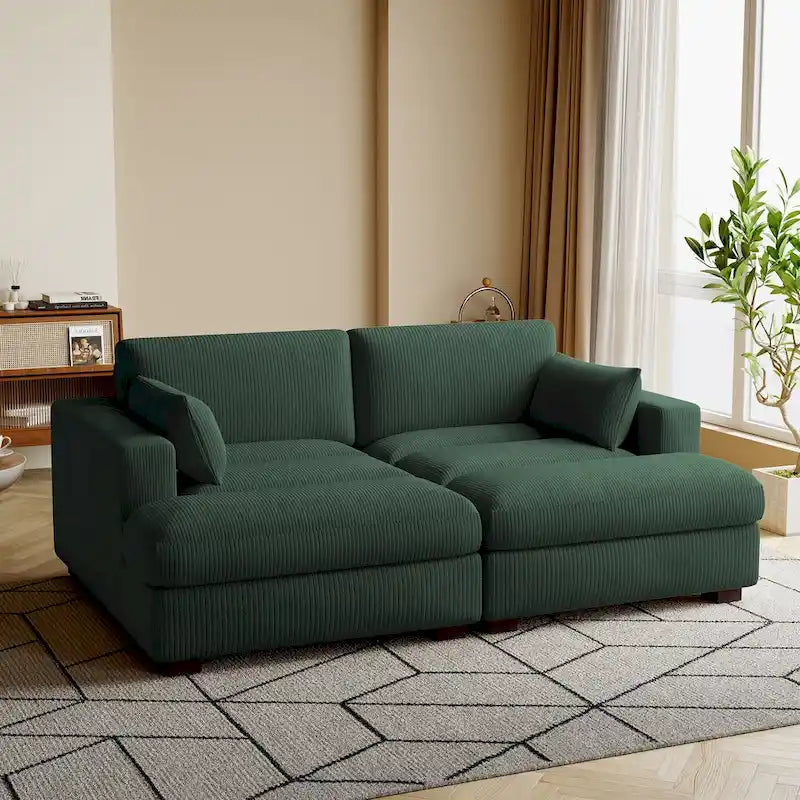 Corduroy Modular Sectional Sofa Large Couch Sleeper Chaise