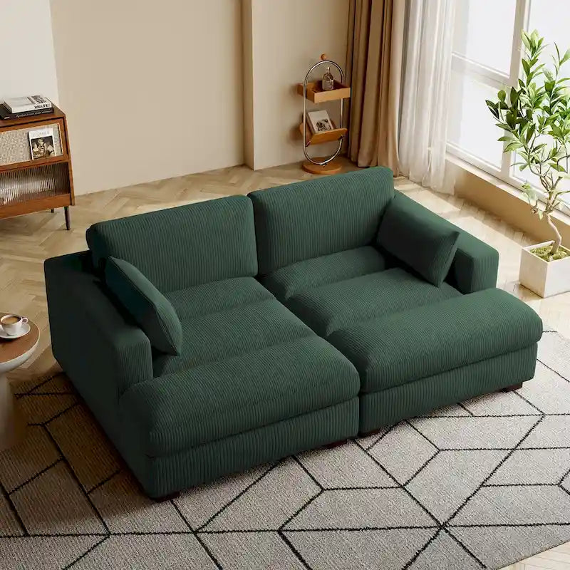 Corduroy Modular Sectional Sofa Large Couch Sleeper Chaise