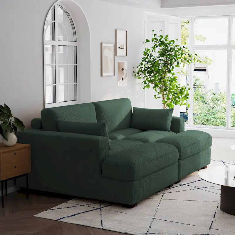 Corduroy Modular Sectional Sofa Large Couch Sleeper Chaise