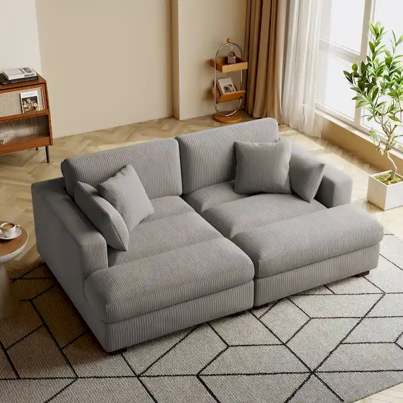 Corduroy Modular Sectional Sofa Large Couch Sleeper Chaise