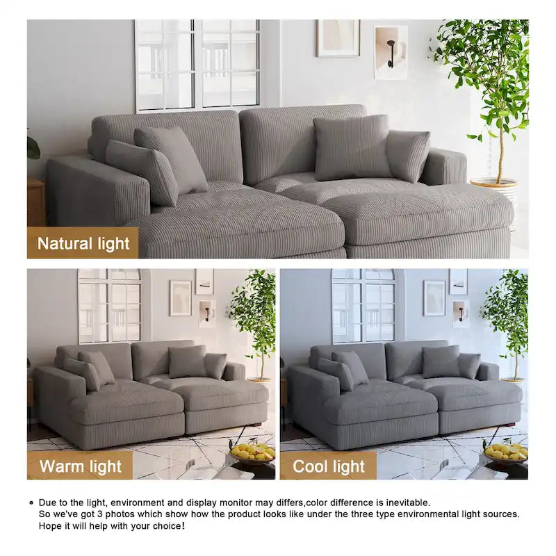 Corduroy Modular Sectional Sofa Large Couch Sleeper Chaise